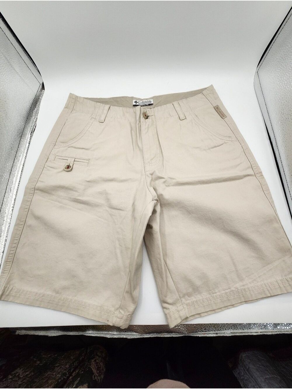 Columbia Tan Cargo Shorts - Flat Front Light Khaki